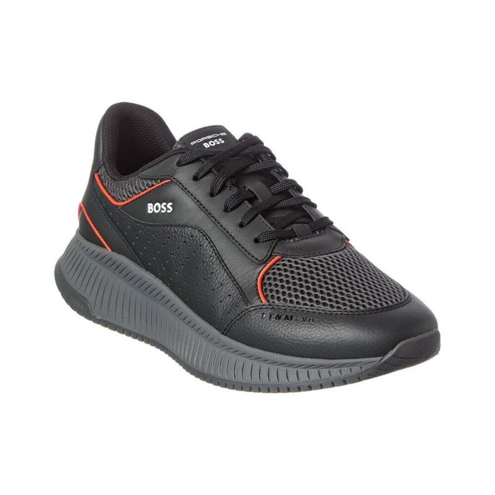 Boss Hugo Boss Ttnm Evo Leather Running Sneaker, Gray